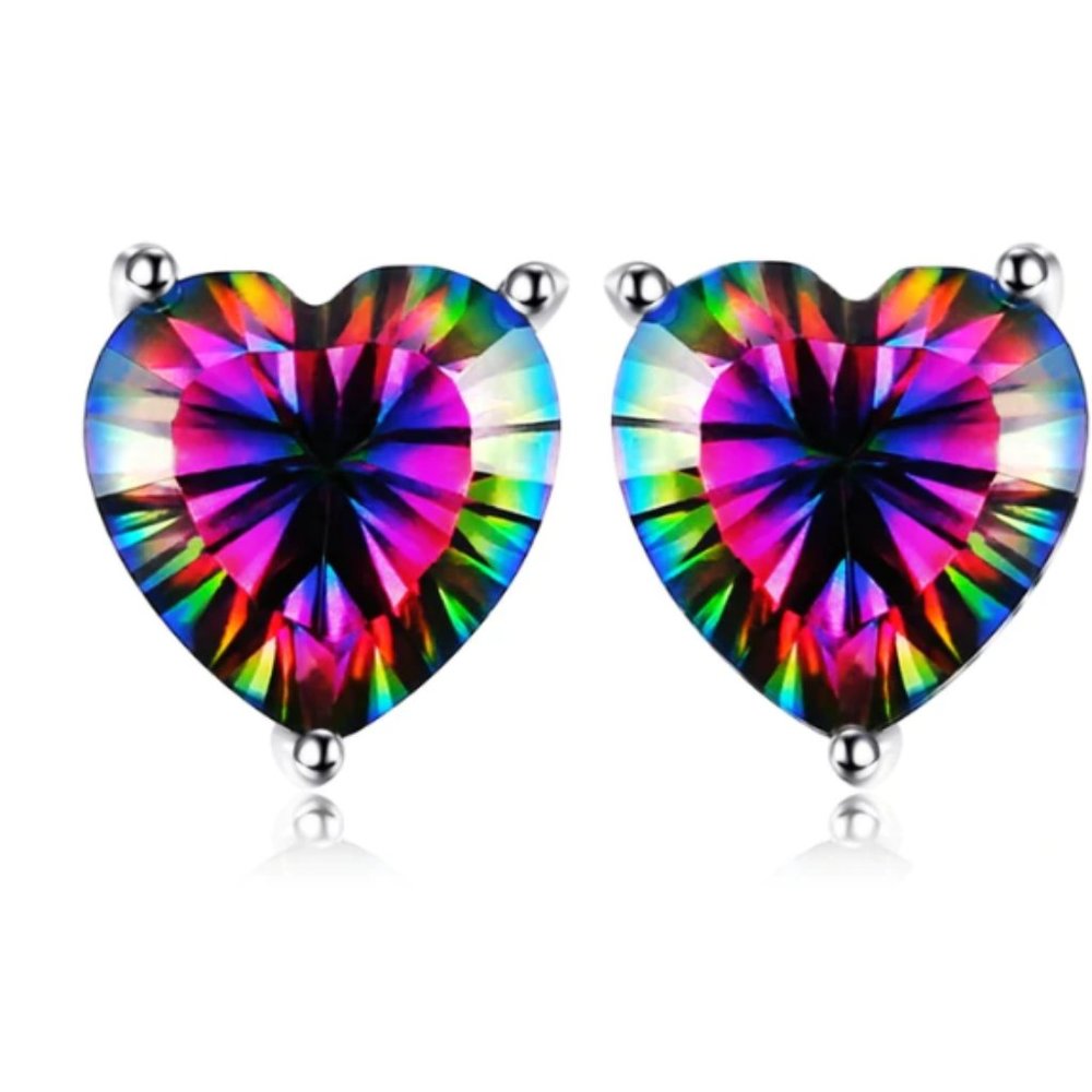 925 Mystic Topaz Heart Earrings